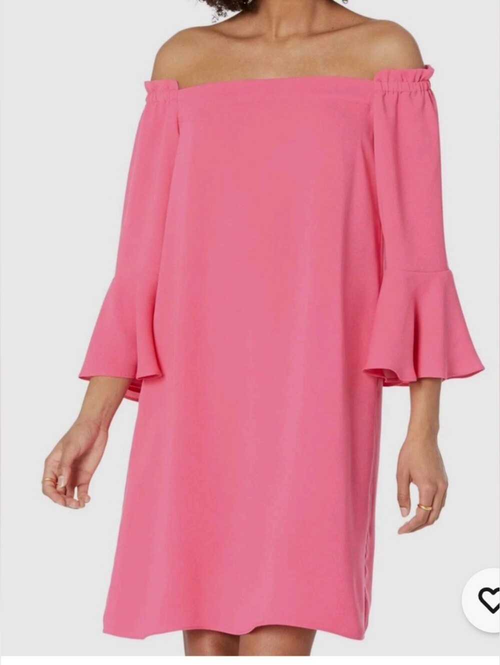 Trina Turk Knox Off-Shoulder Pink Bell-Sleeve Dress